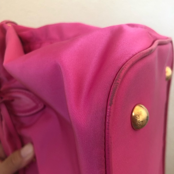 Prada tessuto leather & nylon in beautiful hot pink with 2 straps - Picture 12 of 15